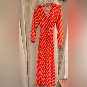 Orange and White Maxi Dress